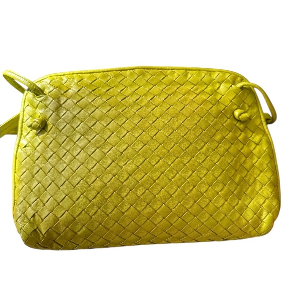 Bottega Venetta Nodini Yellow Intercciato Leather Crossbody - Picture 2 of 7